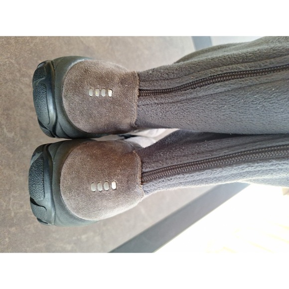 Lands' Ends 93160 Winter Boots Womens Size 7 Mid Calf Zip Gray Suede And Fleece - Picture 9 of 12